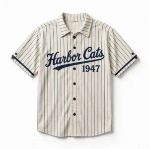 Vintage Baseball Jersey – Retro Pinstripe Design, Custom Team Name