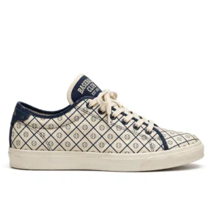 Vintage Baseball Print Sneakers – Retro Diamond Pattern Low Top Shoes